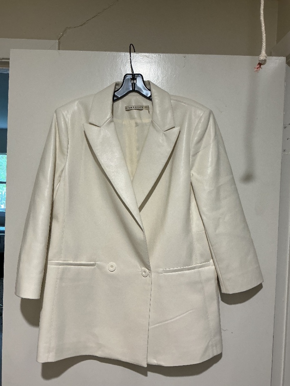 Alice and Olivia faux leather double breasted jacket White Size 10